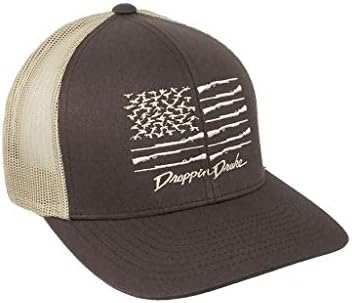Droppin Drake American Duck Flag Trucker Mesh Snapback Hat Black/American