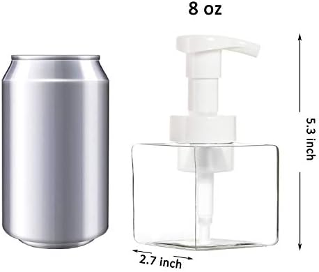 Помлад 5 пакет чисти пластични квадратни шишиња со плоштади, пластични диспензери за сапун за печење, шишиња со пластична пумпа за полнење со брава