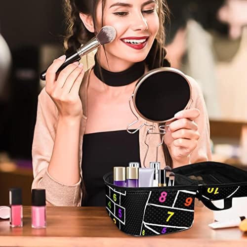 ECMRAD Преносни Шминка Торба Скоч Игра Печати Голем Капацитет Со Патент Погоден За Убави Девојки Дами Тинејџери Патување Кампување