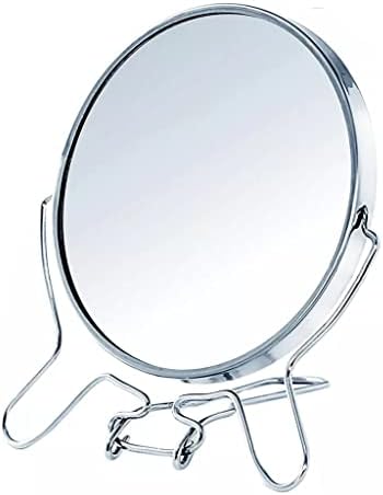Сдфгх Круг Шминка Суета Огледало 360 Степен Ротирачки Страна Огледало Лупа Нерѓосувачки Челик Рамка (Боја: Бела, Големина