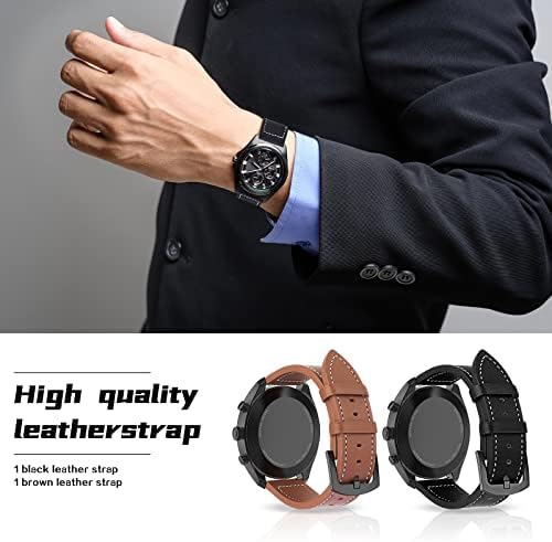Кожен опсег од 20мм компатибилен со Galaxy Watch 5 Pro 45mm/ Watch 5 40mm/ 44mm опсези, 2 пакувања за часовници компатибилни за Galaxy Watch