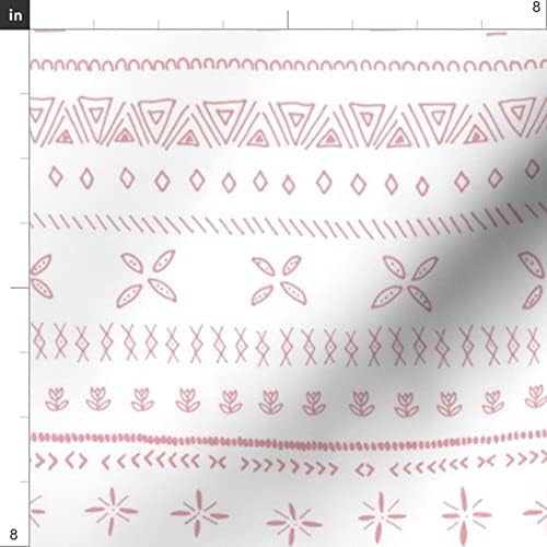 Пинк Бохо Бебе девојче ткаенина - Boho Print - Пинк Бохо бебешки расадник бела боемска памучна ткаенина [лесен памук Twill, Swatch]