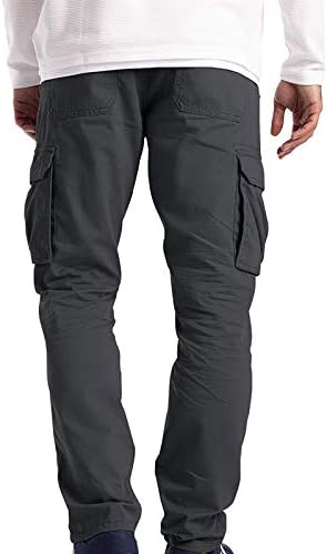 Менс карго панталони Панталони работат облечени во борба против безбедност на товар мулти џеб цврста боја долга панталони темно сива