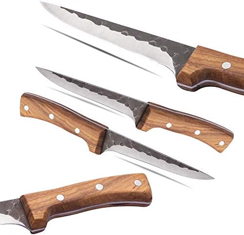 Lyusan 5,7 инчи рака фалсификувани ножеви за готвење месо од месо за боење, филе и кастрење на остри ножеви за ножеви за ножеви за ножеви за