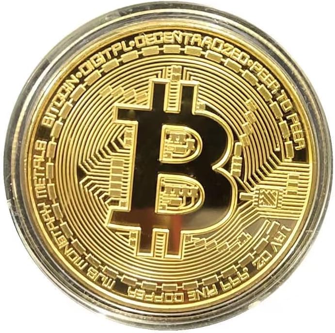 Сувенир со монети со Bitcoin со монета, физичка колекција на биткоин, злато позлатено биткоин за комеморација, токени со злато биткоин