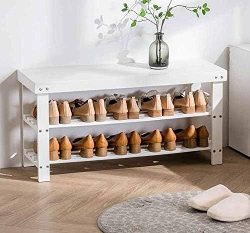 TJLSS бела клупа за чевли Дома модерна минималистичка врата од тремот може да седне кабинет за чевли Едноставна цврста дрво чевли