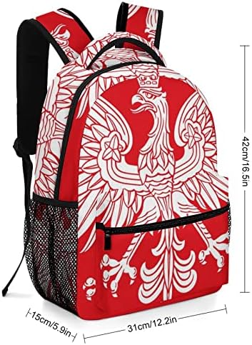 Полска орел патувања ранец за рамо за рамената, мала тежина со повеќе џеб за училишна студија работа шопинг