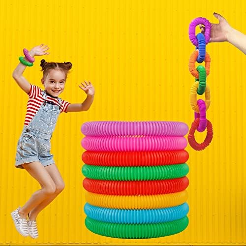 Revival Den Pop Tubes Fidget играчка за сензорни деца, 8 сензорни цевки за пакувања за мали деца, фитгетски цевки поп цевки најголемиот дел