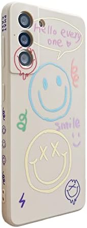 Симпатична насмевка лице Едноставно сликарство телефонски случај за Samsung Galaxy S21+ Plus со странично печатење Специјално тенок мазен капак