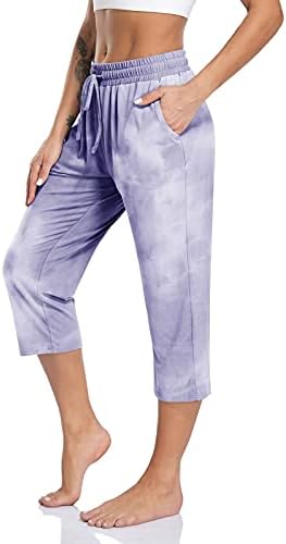 Tarseенски женски капри јога панталони лабави меки тренинзи за џемпери за џемпери панталони со џебови со џебови