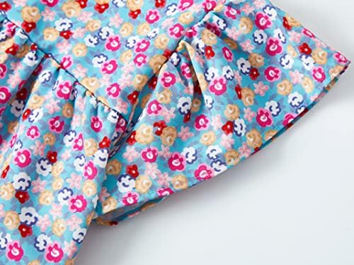 Бебе дете мали девојчиња диско цветна руфла и кратки ракави врвни симпатични летни блузи со големина 2-6