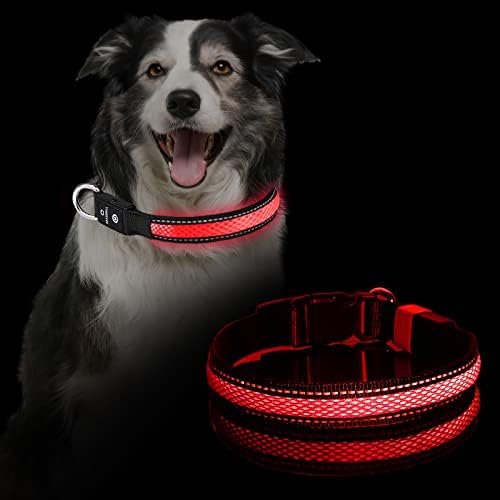 Осветли јаки од кучиња, јака од јака од Масбрил предводена од водоотпорен водоотпорен и висока видливост, прилагодливи меки мрежи за безбедност