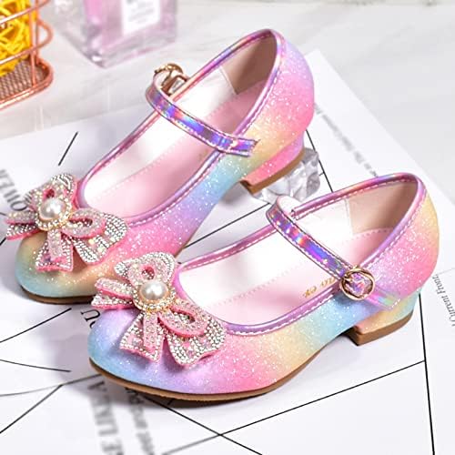 Деца чевли со дијамантски сјајни сандали принцези чевли лак високи потпетици покажуваат чевли за принцези девојки фустани чевли