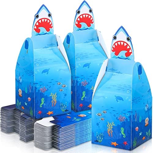 ПРИЈАТЕЛ 50 ПЦС деца ајкула забава Поволно лекување на кутии ајкула Гуди бонбони торби Масовно ајкула роденденски подарок картонски кутии