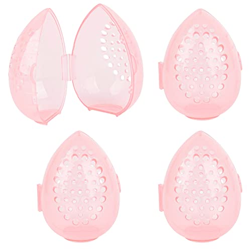 Framendino, 4 пакувани розови шминка за убавина сунѓер за сунѓер за шминка за чување кутија за чување на јајца за жени девојки
