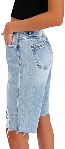 Imенски искинати тексас Бермуда шорцеви потресени фармерки шорцеви испрскани сурови полите кратки фармерки за жени мини жешки панталони