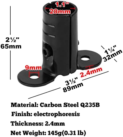 10 комплети зглоб на сидро на црна цевка, метална структурна прирабница вклопена цевка OD 1.1 , дебелина на модуларни цевки за фитинзи 2,4 мм