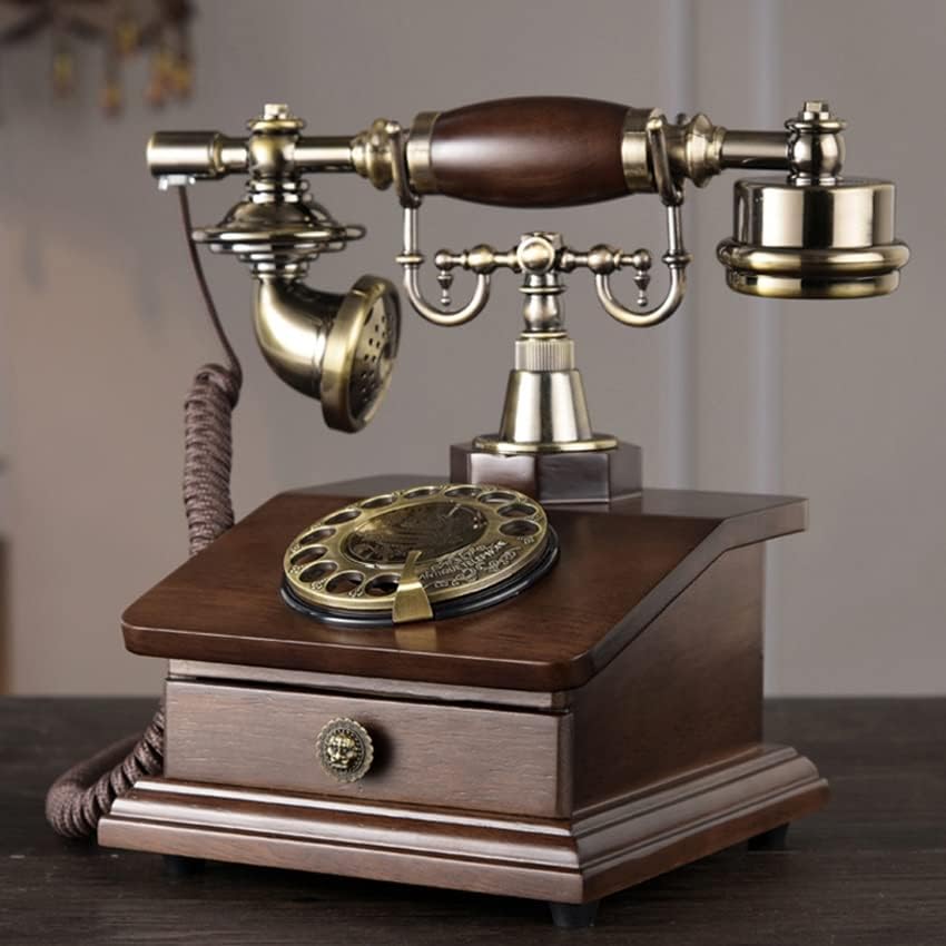 Mmllzel Retro Cordered Rotary Telephone со електронски ринг -тон, 1 фиока, класичен стил за бирање телефон за декорација на домови и канцеларии