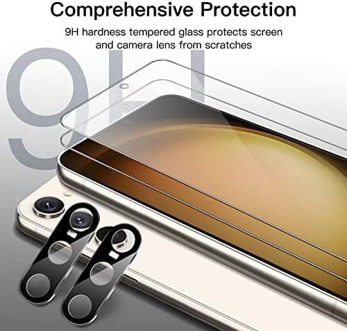 JETech Заштитник На Екранот За Samsung Galaxy S23 5G 6.1-Инчен Со Заштитник На Објективот На Фотоапаратот, Калено Стакло Филм, ОТПЕЧАТОК