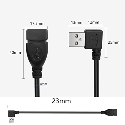 Gelrhonr 90 степени краток USB 3.0 продолжен кабел 0,2m Тип А машко до женски кабел за продолжување на кабелот за пренесување на