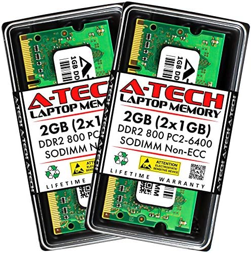 A-Tech 4GB DDR2 800MHz SODIMM PC2-6400 1.8 V CL6 200-Pin Не-ECC Unbuffered Лаптоп RAM Меморија Надградба Комплет