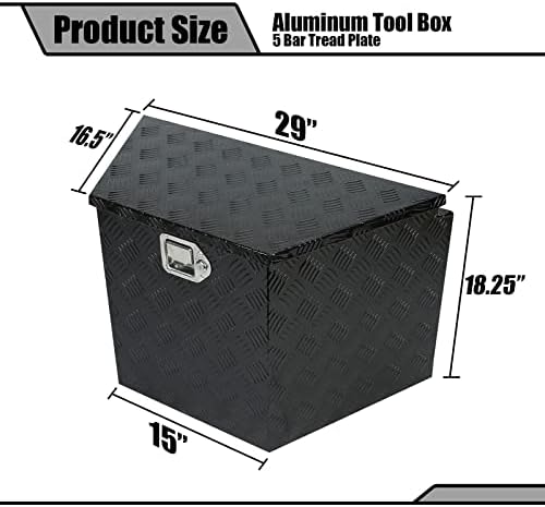 Аикосин 29 Инчен Алуминиум Црно Обложени Камион Алатка Кутија Пикап Камион Кревет Складирање, Водоотпорен Под Тело Алатка Кутија За