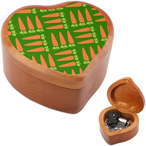 Зеленчук морков поле гроздобер дрвена часовна музичка кутија музичка кутија во форма на срцеви подароци за семејни пријатели на lубовници