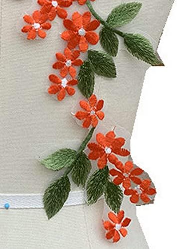 Шума зелена лисја цветна закрпи извезена чипка трим маргаритка за шиење занаети чипка ткаенина за декорација на венчален вечерен