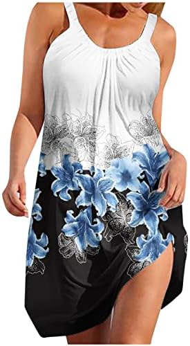 Ymadreig женски плус големина резервоарот фустан Руфле пом фустан летен обичен плажа фустан проток слоевит макси фустан