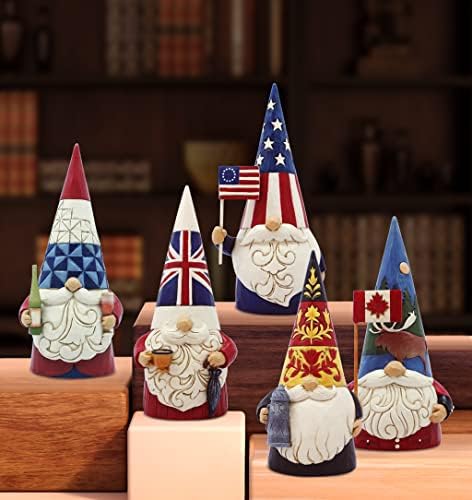Enesco Jim Shore Heartwood Creek Gnomes низ целиот свет британска фигура, 5,5 инчи, повеќебојни