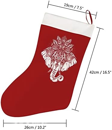 Бохо слон со лотос Божиќно порибување кратки кадифери на Божиќни чорапи што висат украс за украсување на камин на новогодишно дрво 26x42cm