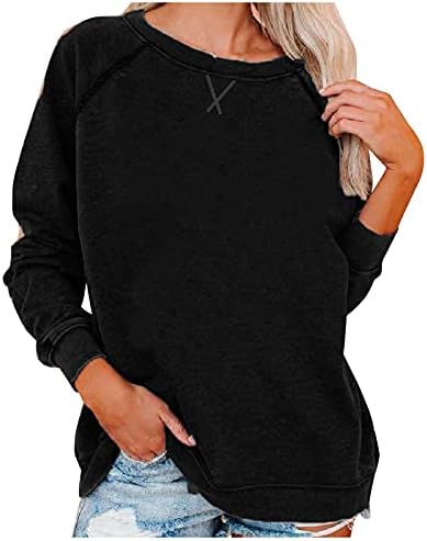 Labeенски лабава цврста боја на градите на градите О-вратот за зашивање џемпер со долг ракав, отворена јакна од предни блејзери