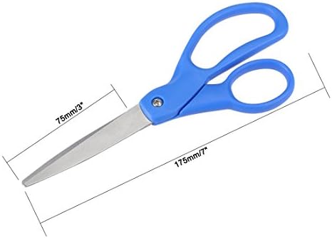 Uxcell 2pcs 7 инчи ножици од не'рѓосувачки челик за сечење на канцелариски домови, свиткана сина рачка