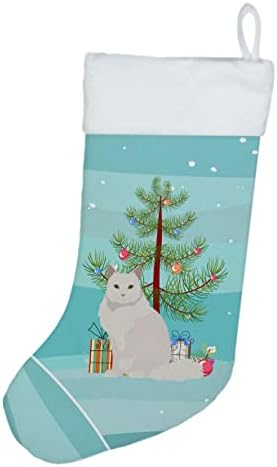 Богатства на Каролина CK4757CS Chantilly Tiffany Cat Merry Christmas Christmas Christmas Stocking, камин што виси чорапи Божиќна сезона забава