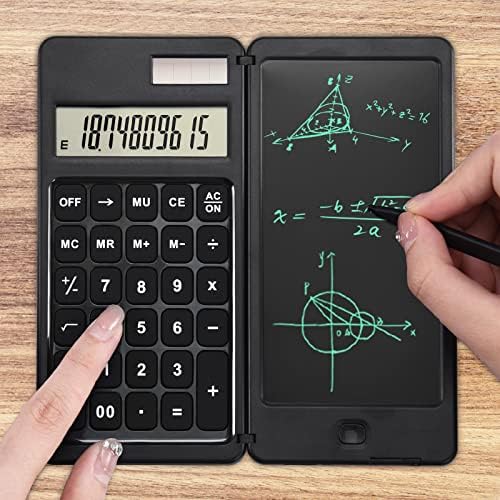 Основен калкулатор EOOCOO со Notepad, 10-цифрен голем дисплеј Канцелариски биро за пресметки со табела за бришење, поддршка соларна и батерија,