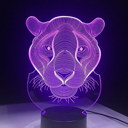 Lioness 3D ноќна ламба затворена симпатична USB 7 бои ноќно светло кревет лампара со подарок за променлива во боја