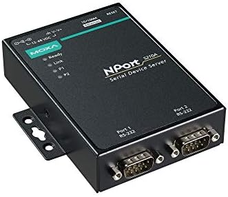 Moxa NPort 5210a-2 Порти Уред Сервер, 10/100m Етернет, RS-232, DB9 Машки, 15KV ESD, 0.5 KV Сериски Бран, 12~48VDC, 0~60°C