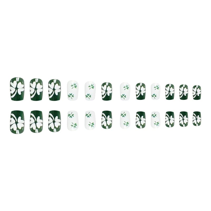 Ден на Дедуикалор Св Патрик Краток печат на ноктите зелени шамари лажни нокти плоштад акрични нокти Прес на вештачки нокти на Фалес