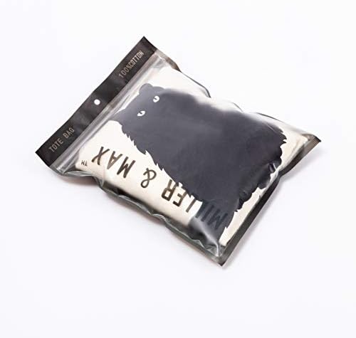 Tote Tote Tote Miller & Max Canvas за жени, мажи, памук, мачка симпатична принт, издржлив дизајн со внатрешен џеб, црни рачки, торба