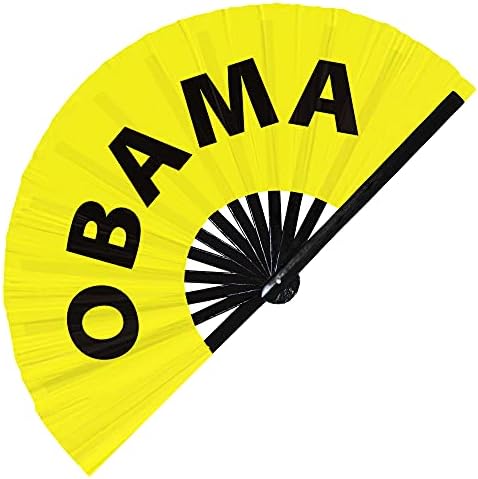 Обама Преклопен Голем Рачен Вентилатор Претседателот Барак Обама Издржлив Сатенски Бамбус Рачен Вентилатор
