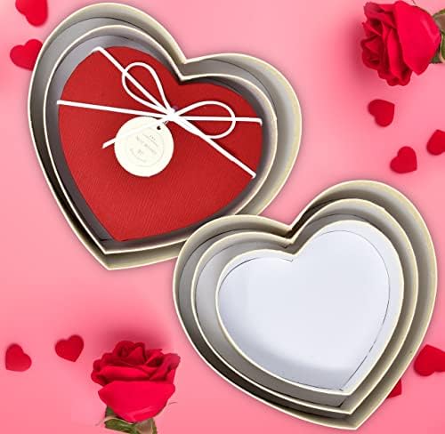 Денот на вineубените кутии во облик на срце во форма на срце 3 пакувања црвени и исклучени бели валентински срца третираат кутија со