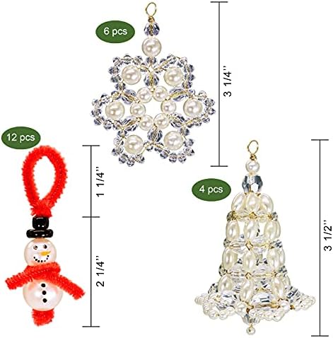 Божиќни украси со брадавици за да се направат - вклучително и 12 парчиња снежен човек /4 парчиња bellвонче /6 парчиња снегулка - DIY Божиќни