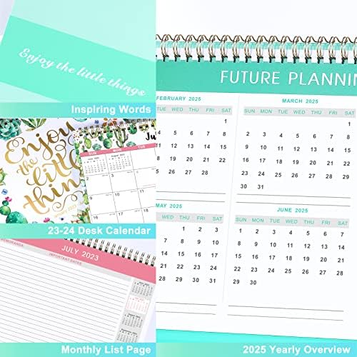 Календар на биро 2023-2024-Стоички флип 2023-2024 Десктоп календар со густа хартија, јули 2023-декември 2024 година, 10 x 8.3, Мемо-страници,