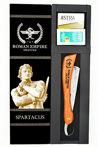 Римска империја за бричење Спартак директно брич за професионален бербер со 20 семплер на лопати