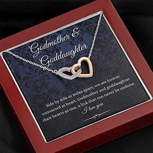 Накит за картички за пораки, рачно изработен ѓердан- Персонализиран подарок што се преплетуваат срца ѓердан, кума и божица роденден
