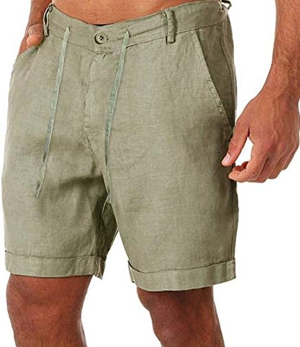 Niuqi Mens Casual Linen Shorts Summer Shorts Shater Sharto Loose Fit кратки панталони со влечење и копче