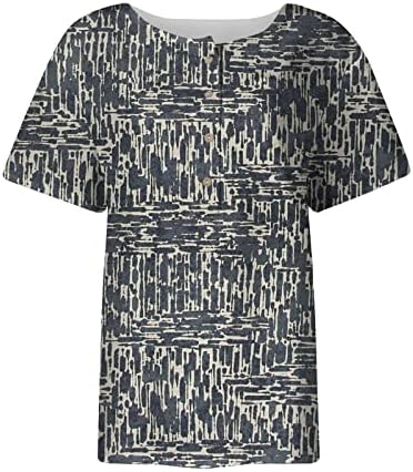 Кошули за жени, летни кратки ракави V-врата од цветни врвови, случајно лабаво вклопно копче за блузи, кошули за блузи