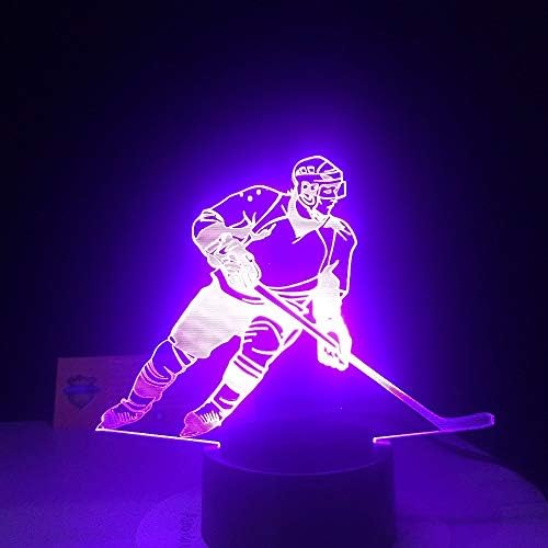 Jinnwell 3D хокеј на мраз хокеј ноќна светлосна ламба илузија 7 во боја Промена на допир прекинувач Табела за декорација на декорација