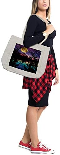 Торба за шопинг на Амбесон Вирпул, starsвезди на езерото Месечина во ноќно небо со дрвја современ модерен дизајн, еко-пријателска торба за