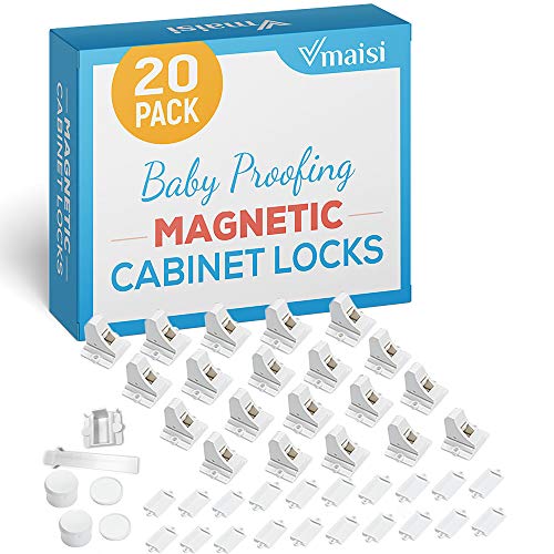 Комплет за докажување за бебиња - 20 пакувања брави со магнетни кабинети, пакет со 4 копчиња со 38 капаци на излез, 2 пакувања повеќе брави